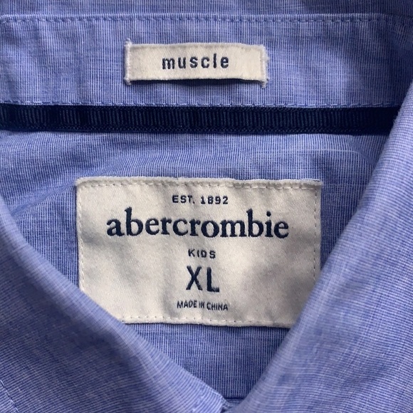 Abercrombie kids muscle blue button down long sleeve shirt XL - Picture 4 of 7